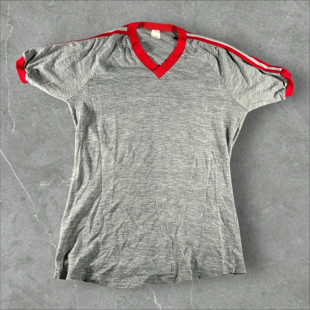Vintage Wilson Shirt Mens XL Grey Red‎ VNeck Short Sleeve 1950s Made USA Varsity